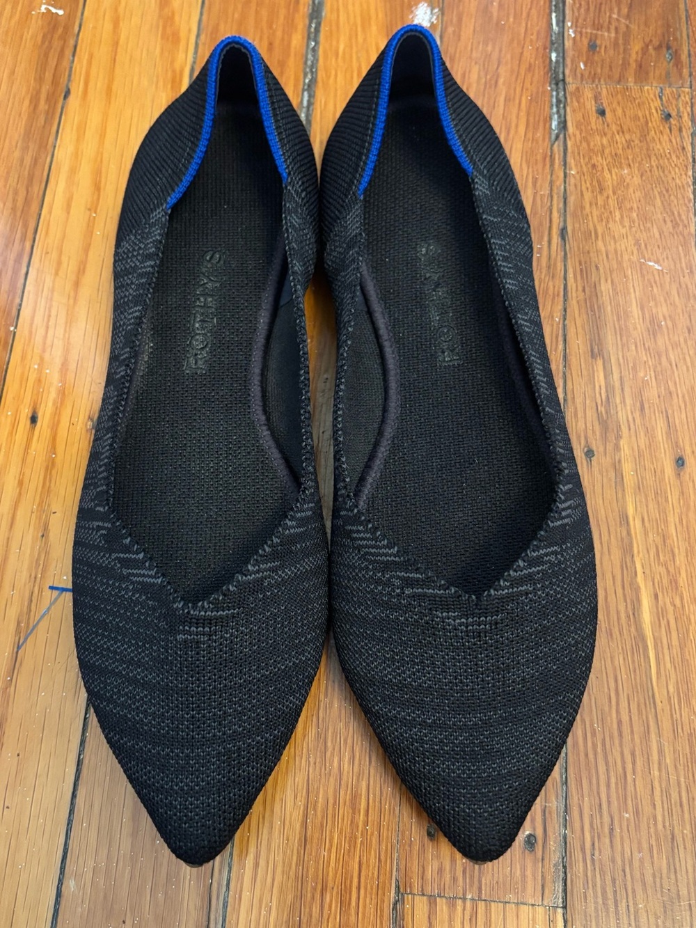 Rothy’s The Point Flats Women’s Sz 9 Heathered Black Knit Ballet Shoes EUC